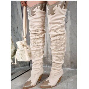 Cape Robbin Icona Women's Embroidery Thigh-High Cowboy Boots